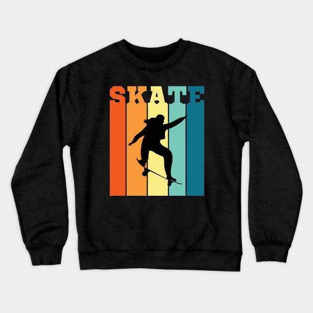 Skateboard Girl - Girls Can Skateboard Retro Crewneck Sweatshirt by Ivanapcm